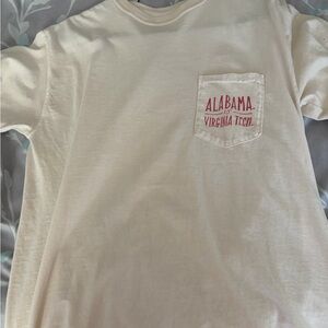 Cream T-Shirt with Alabama and Virginia Tech Pocket Design
